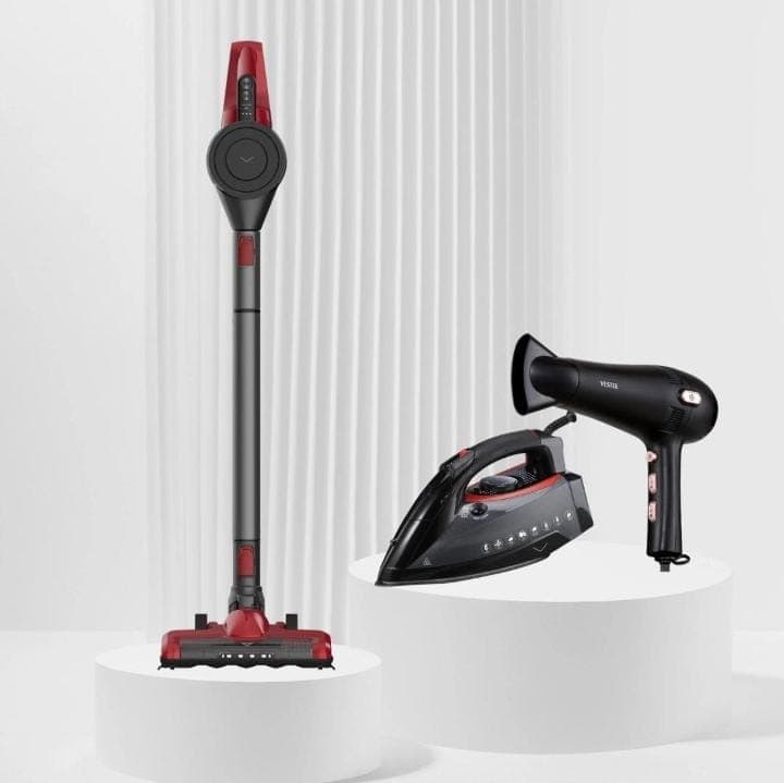 Cordless Vacuum, Steam Iron & Hair Dryer